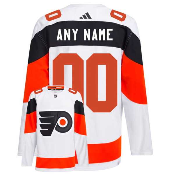 Mens Philadelphia Flyers Custom White 2024 Stadium Series Stitched Jersey->->Custom Jersey